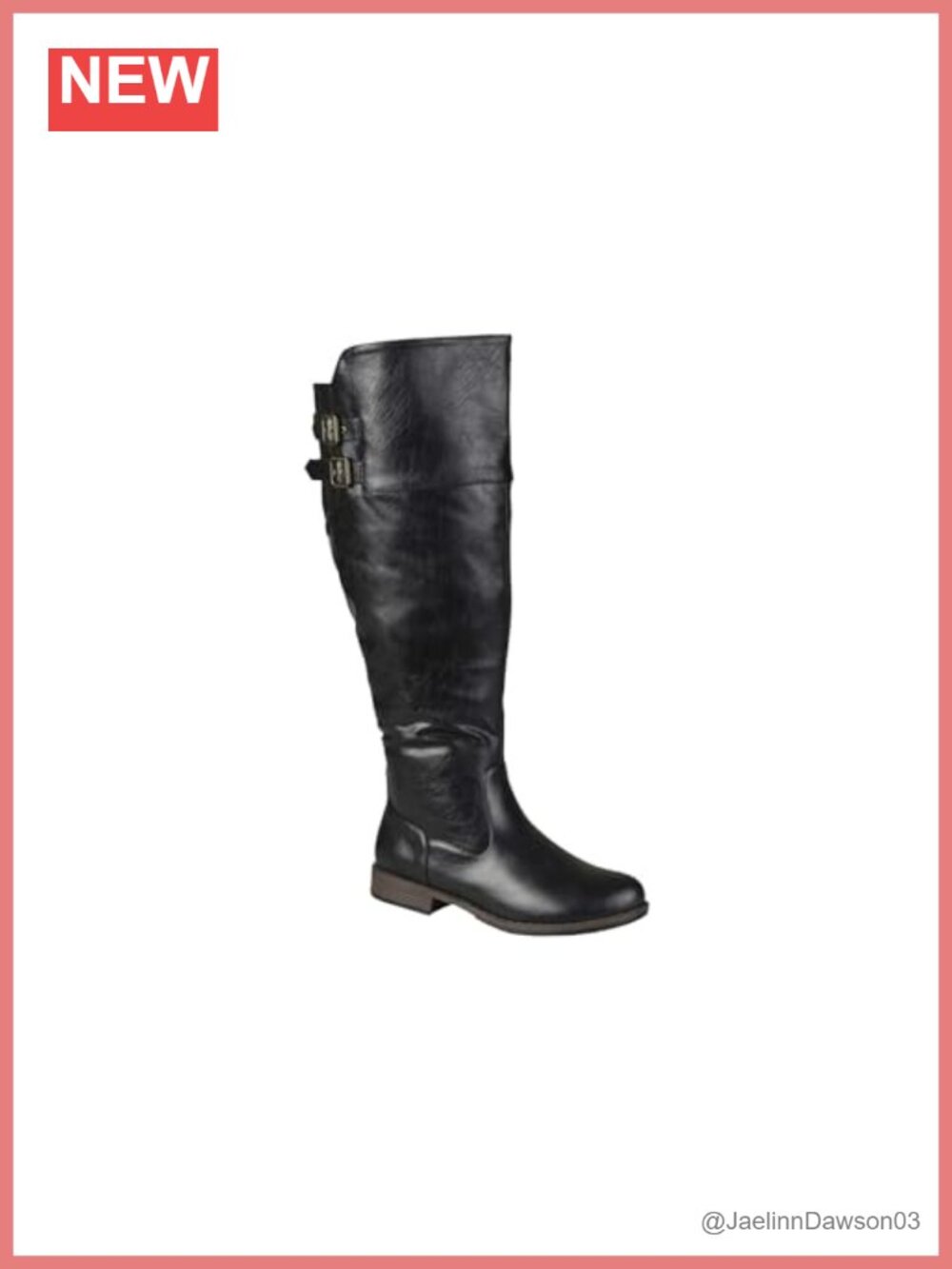 Faux Leather Wide Calf Knee High Boots Round Toe Zip Up Stacked Heel